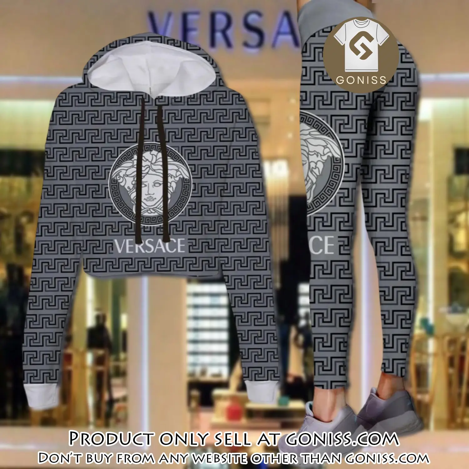 Versace luxury brand clothes leggings and crop top set for women gn0113840